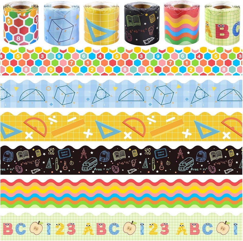 DASTTUIS 6 Rolls 196.8 Ft Decorative Math Bulletin Board Borders Set – Colorful Classroom Trim – Math Theme Inspired Trim for Home, Classroom, Office & School Decor - Teacher Decor, Wall & Supplies - Image 1
